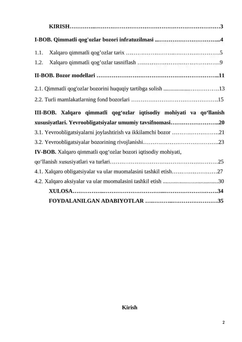 Xalqaro qimmatli qog’ozlar bozori 2