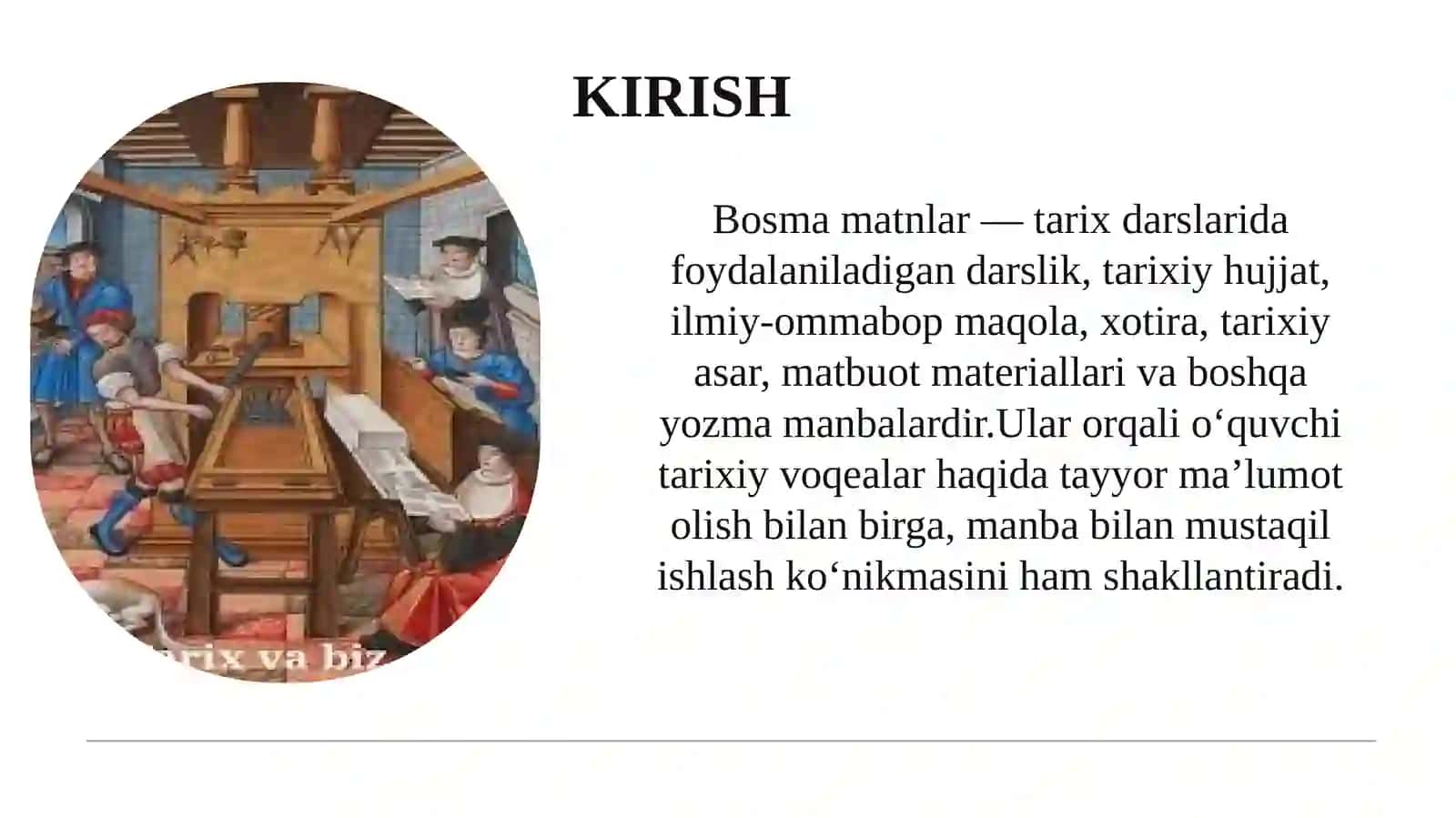Tarix ta’limida bosma matnlar bilan ishlash usuli 2