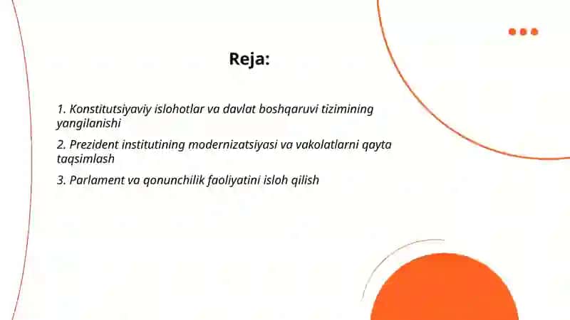 Mustaqillik yillarida davlat boshqaruvi tizimida amalga oshirilgan islohotlar 2