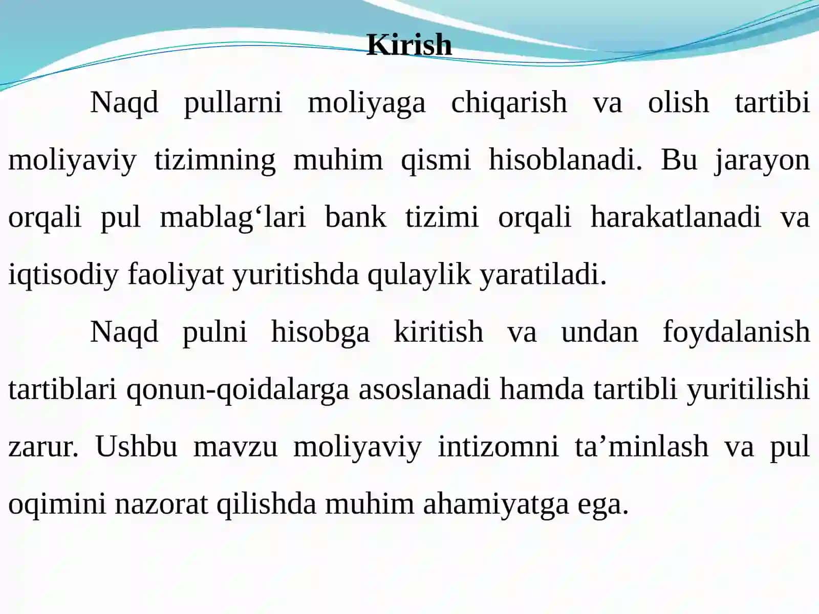 Naqd pullarni moliyaga chiqarish va olish tartibi 2
