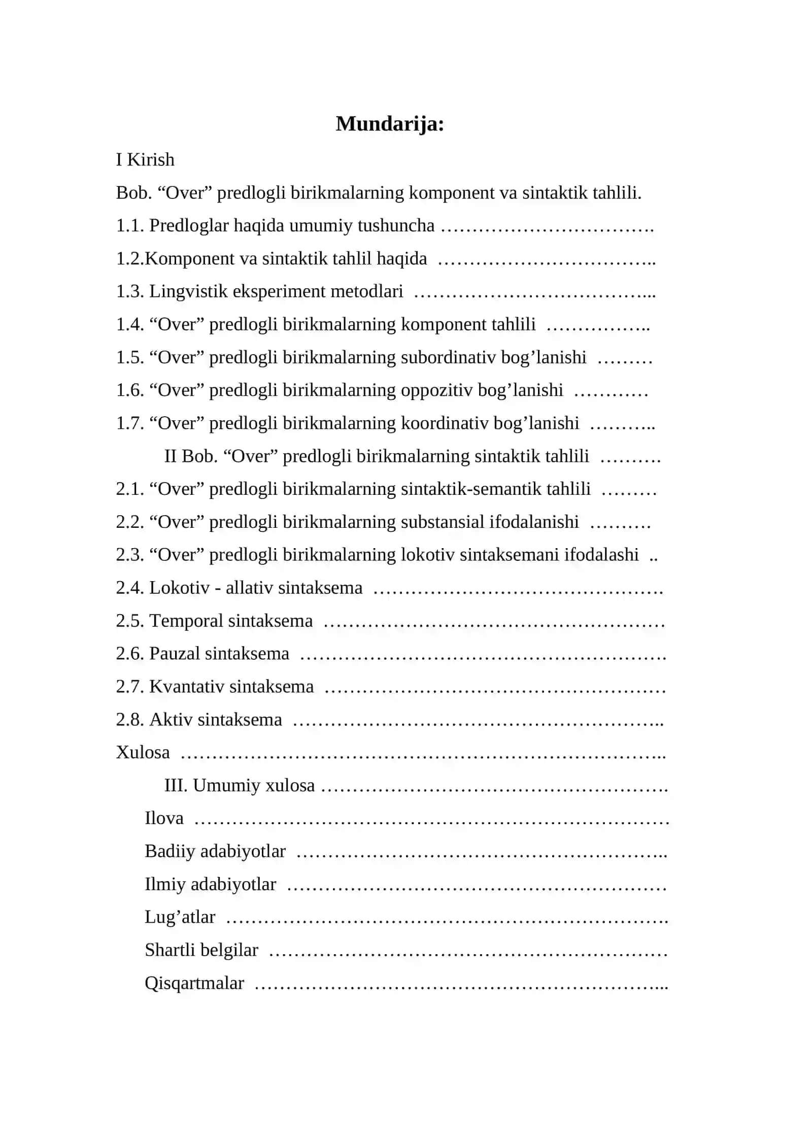 Hozigi zamon ingliz tilida over predlogi 2