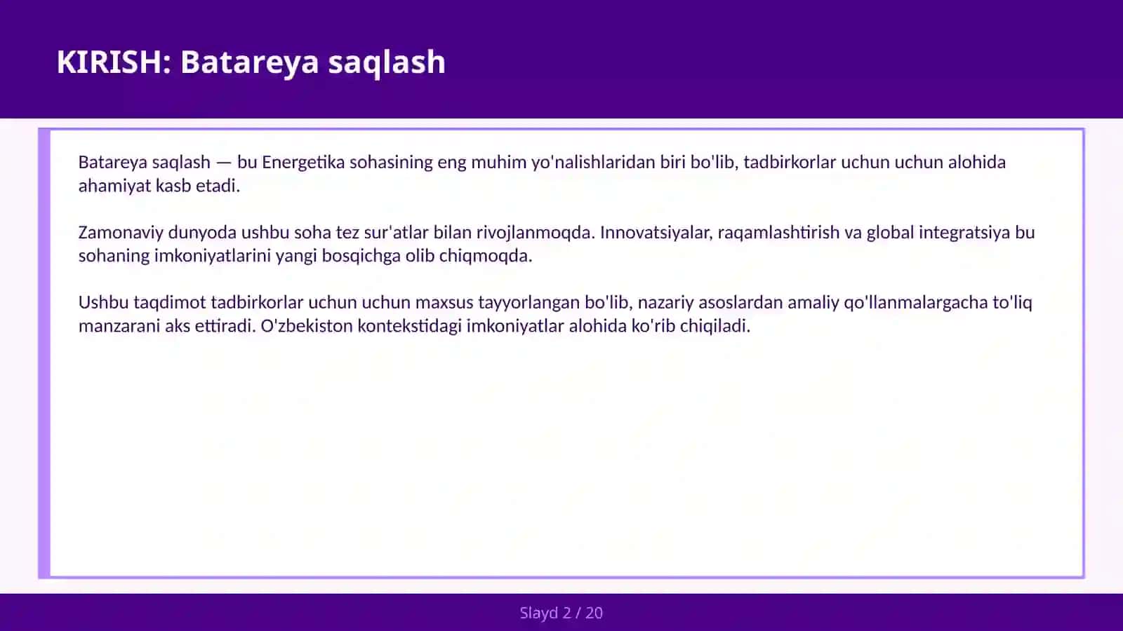Batareya saqlash 2