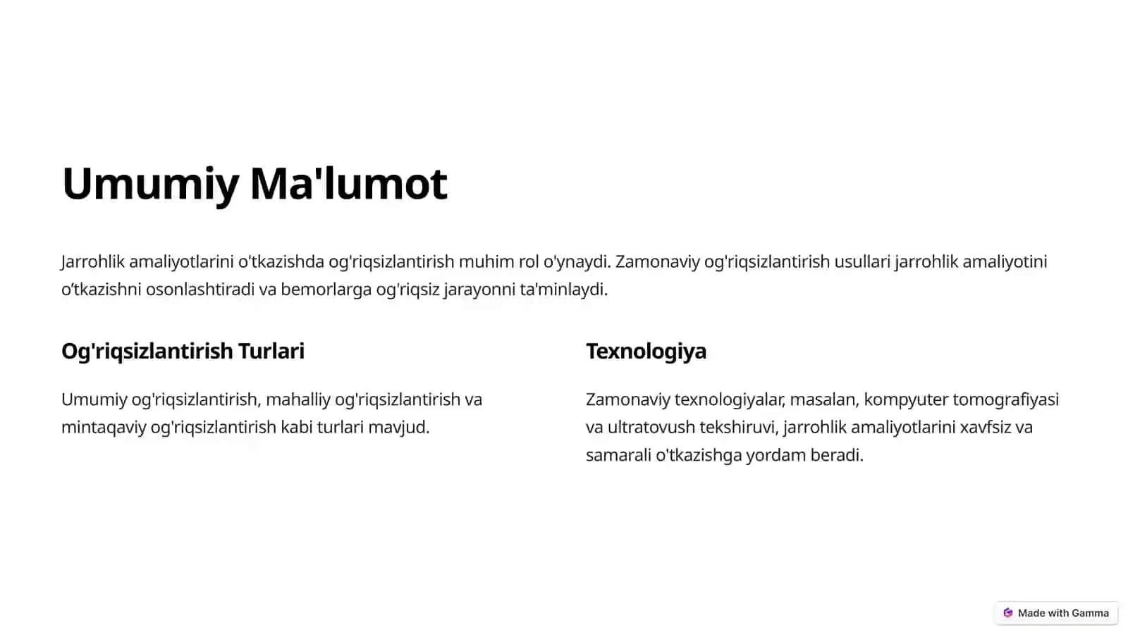 Zamonaviy Jarrohlik: Og'riqsizlantirish va Asbob-Uskunalar 2