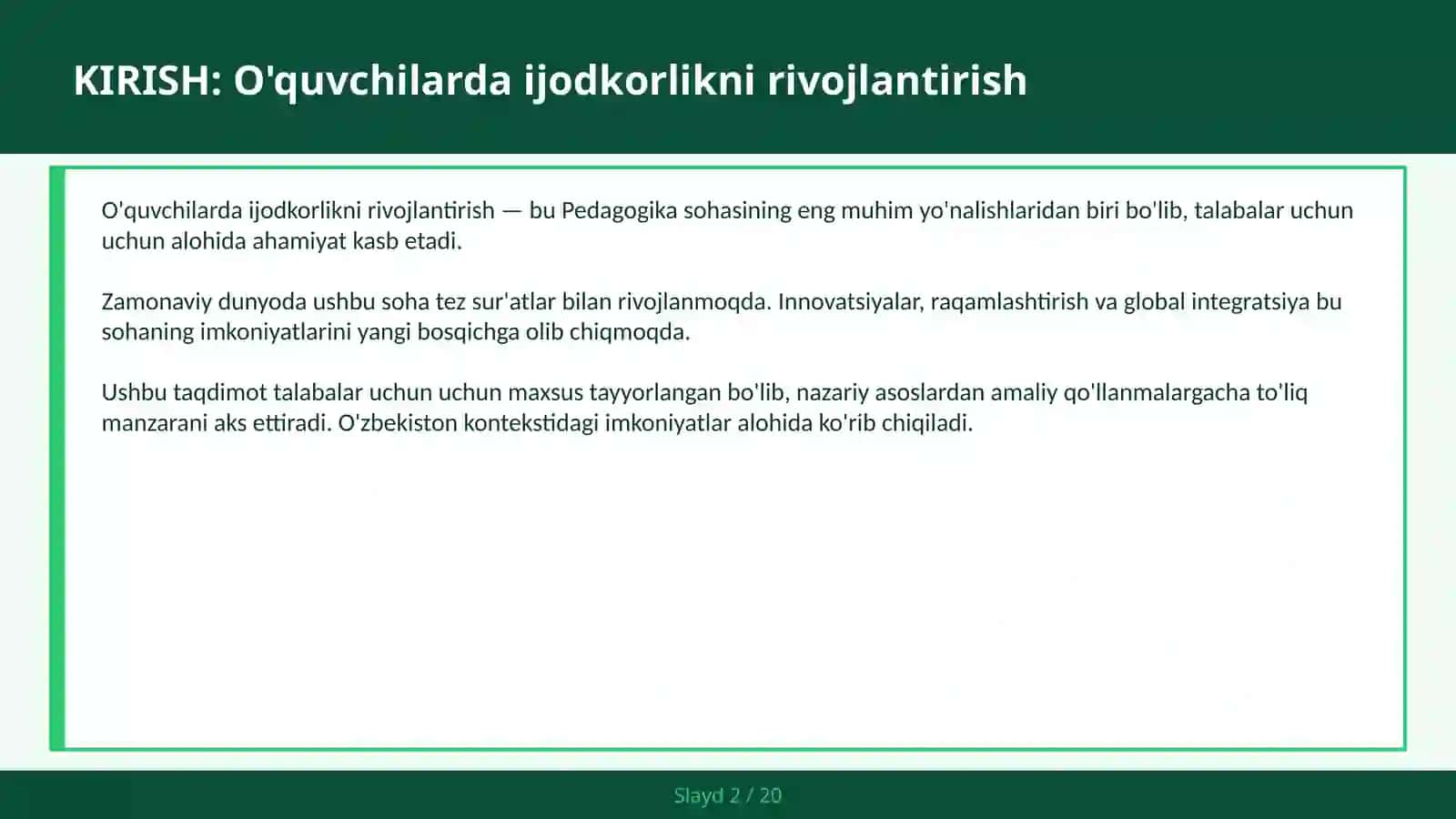 O'quvchilarda ijodkorlikni rivojlantirish 2