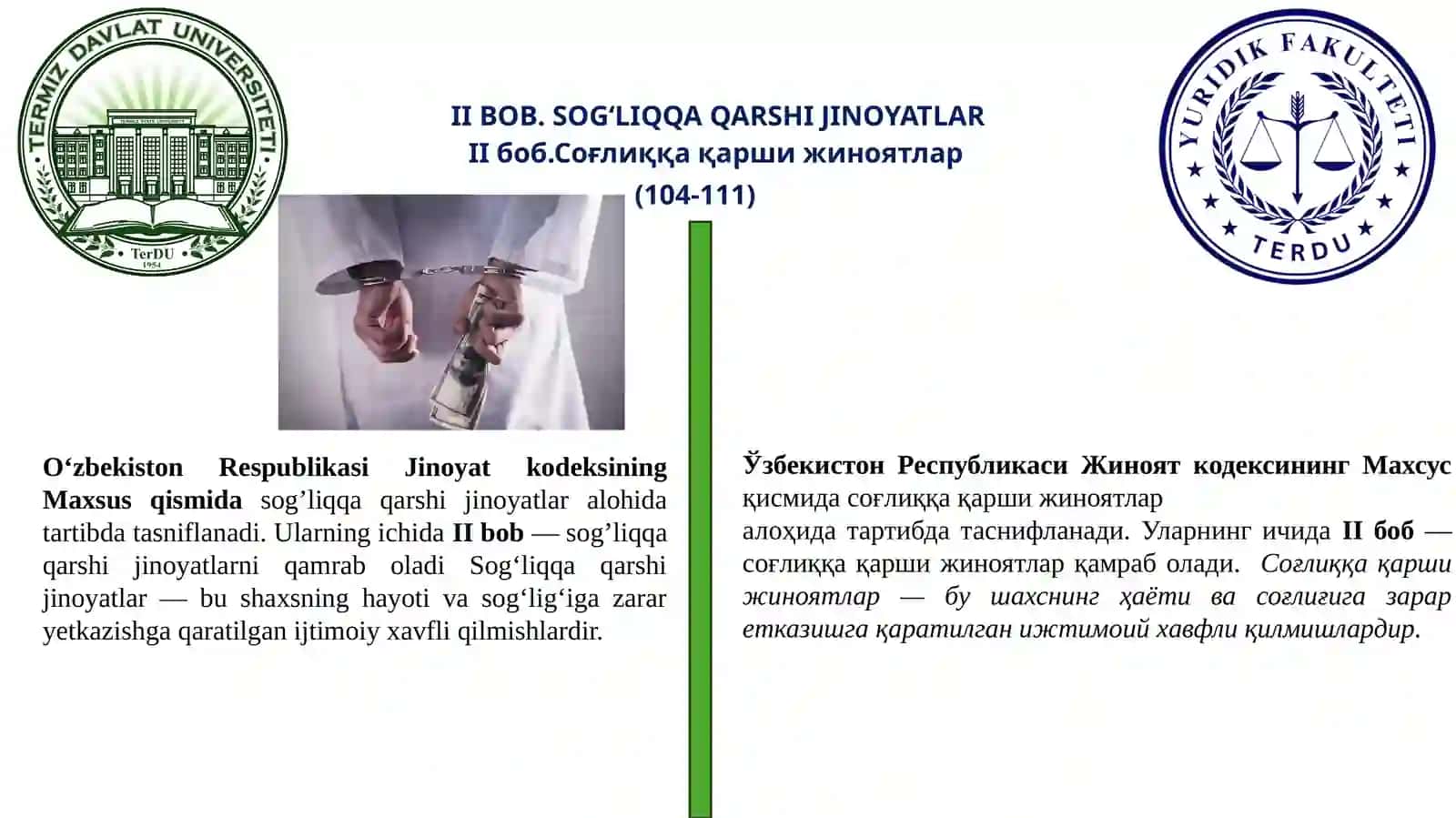 JINOYAT HUQUQI FANIDANTAYYORLAGAN TAQDIMOTI 2