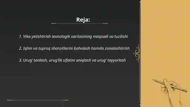 Vika yetishtirish texnologik xaritasi 2