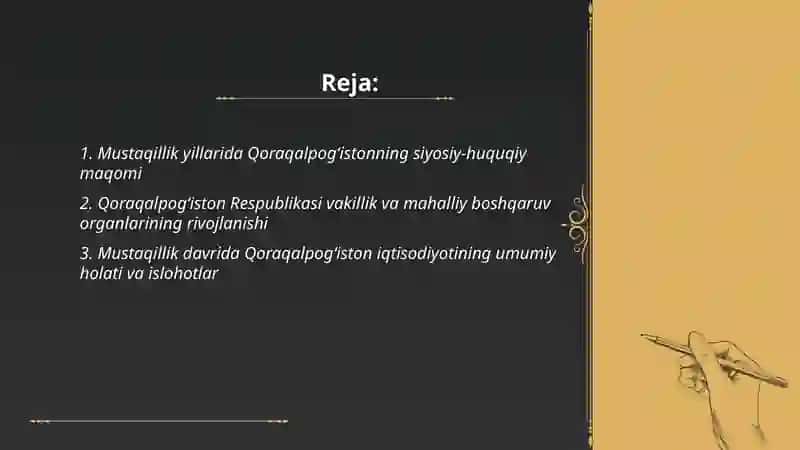 11-mavzu. Mustaqillik yillarida Qoraqalpoģiston Respublikasi 2