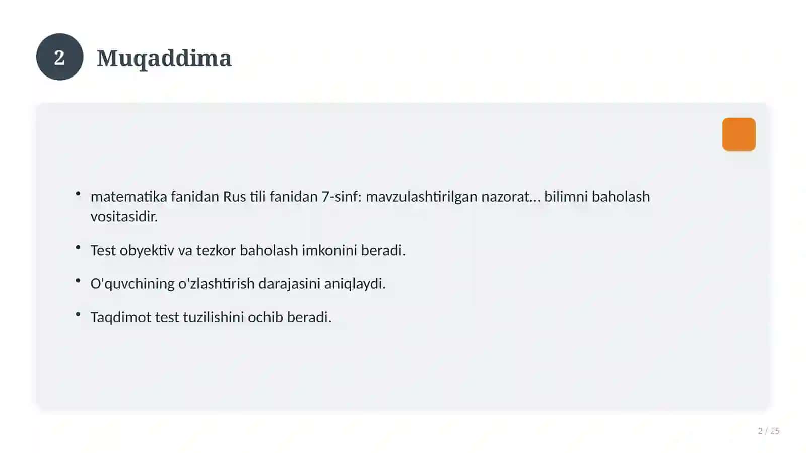 Rus tili fanidan 7-sinf: mavzulashtirilgan nazorat ishi va tahlil 2
