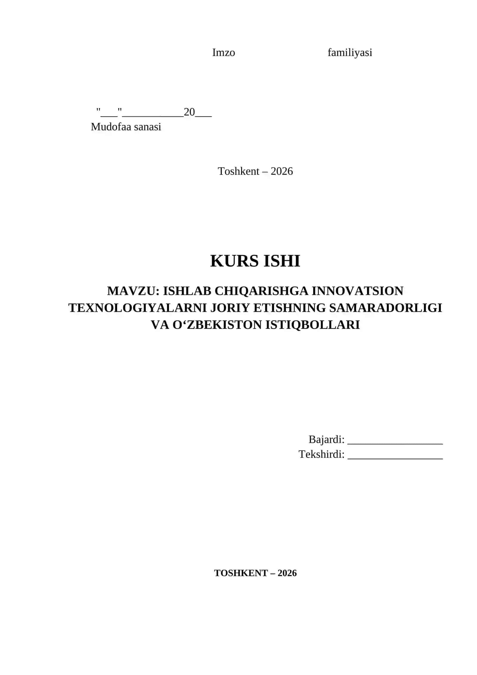 ISHLAB CHIQARISHGA INNOVATSION TEXNOLOGIYALARNI JORIY ETISHNING SAMARADORLIGI VA O‘ZBEKISTON ISTIQBOLLARI 2