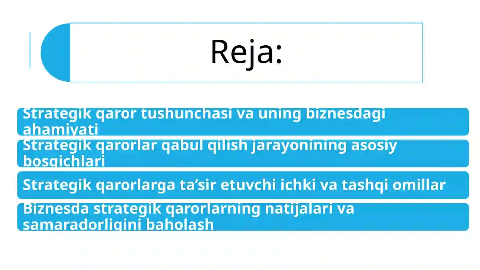 Biznesda strategik qarorlar qabul qilish 2