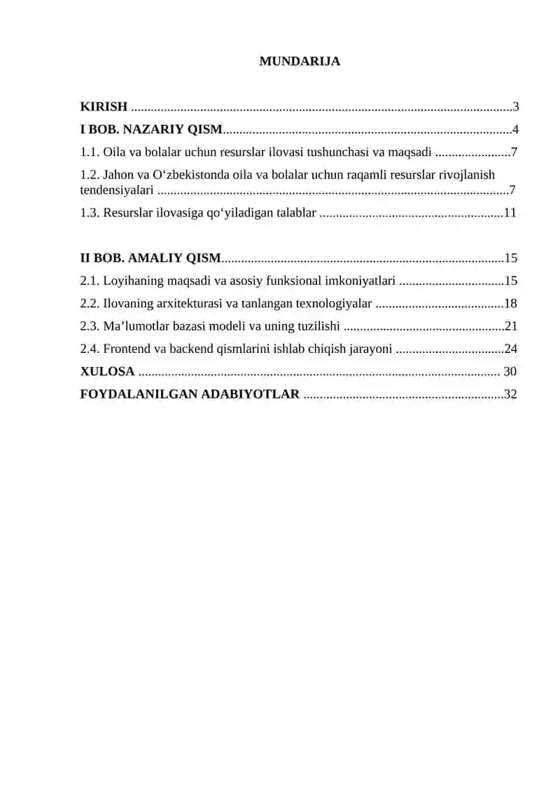 Oila va bolalar uchun resurslar ilovasi yaratish 2