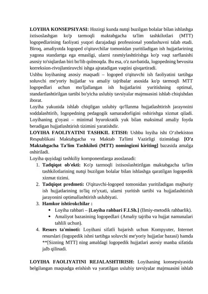 KO’P TARMOQLI MAKTABGACHA TA’LIM TASHKILOTIDA O’QITUVCHI-LOGOPED TOMONIDAN YURITILADIGAN ISH HUJJATLAR TARTIBI VA YURITILISHI 2