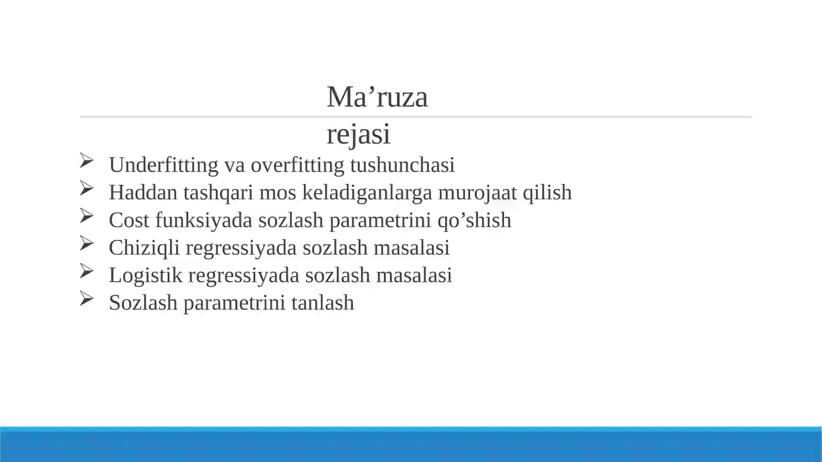 Underfitting va Overfitting muammolari 2