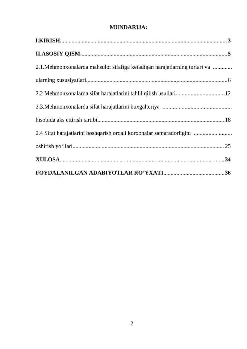 MAHSULOT SIFATIGA KETADIGAN HARAJATLARNI TAHLIL QILISH VA HISOBGA OLISH 2