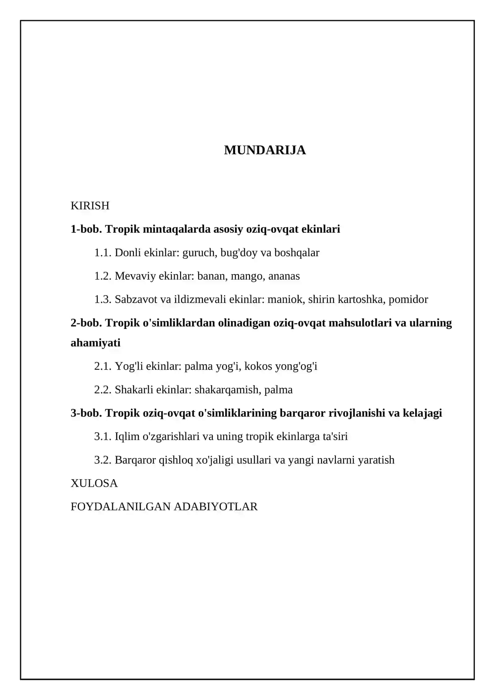 Tropikada tarqalgan oziq-ovqat o‘simliklari 2