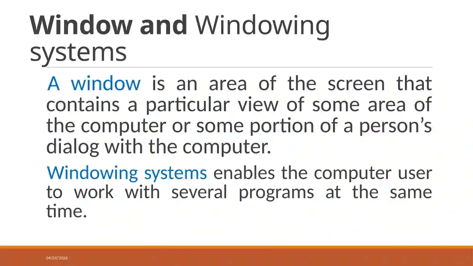 Window andWindowing systems 2