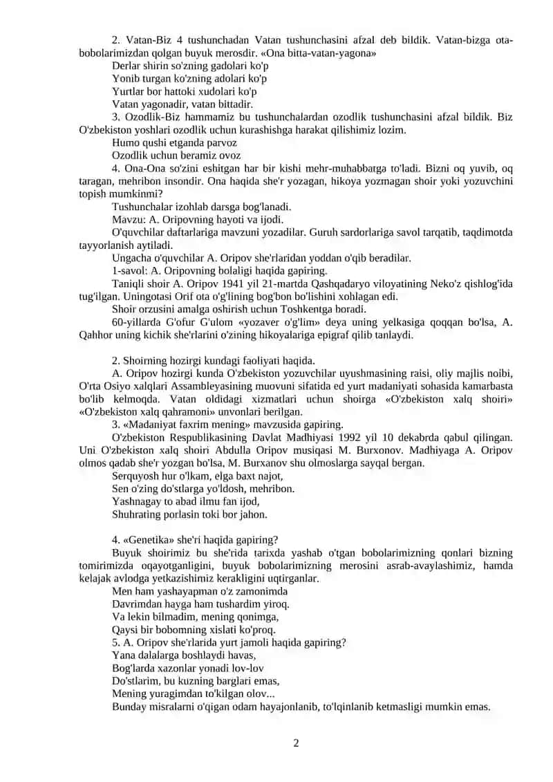 Abdulla Oripovning hayoti va ijodi bilan tanishish 2