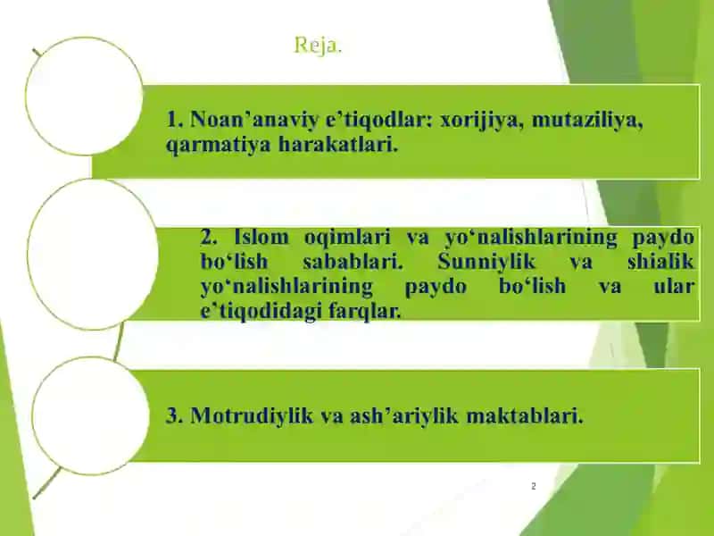 Islom diniaqidaviymaktablari va ularning hozirgi davrdagi ahamiyati 2