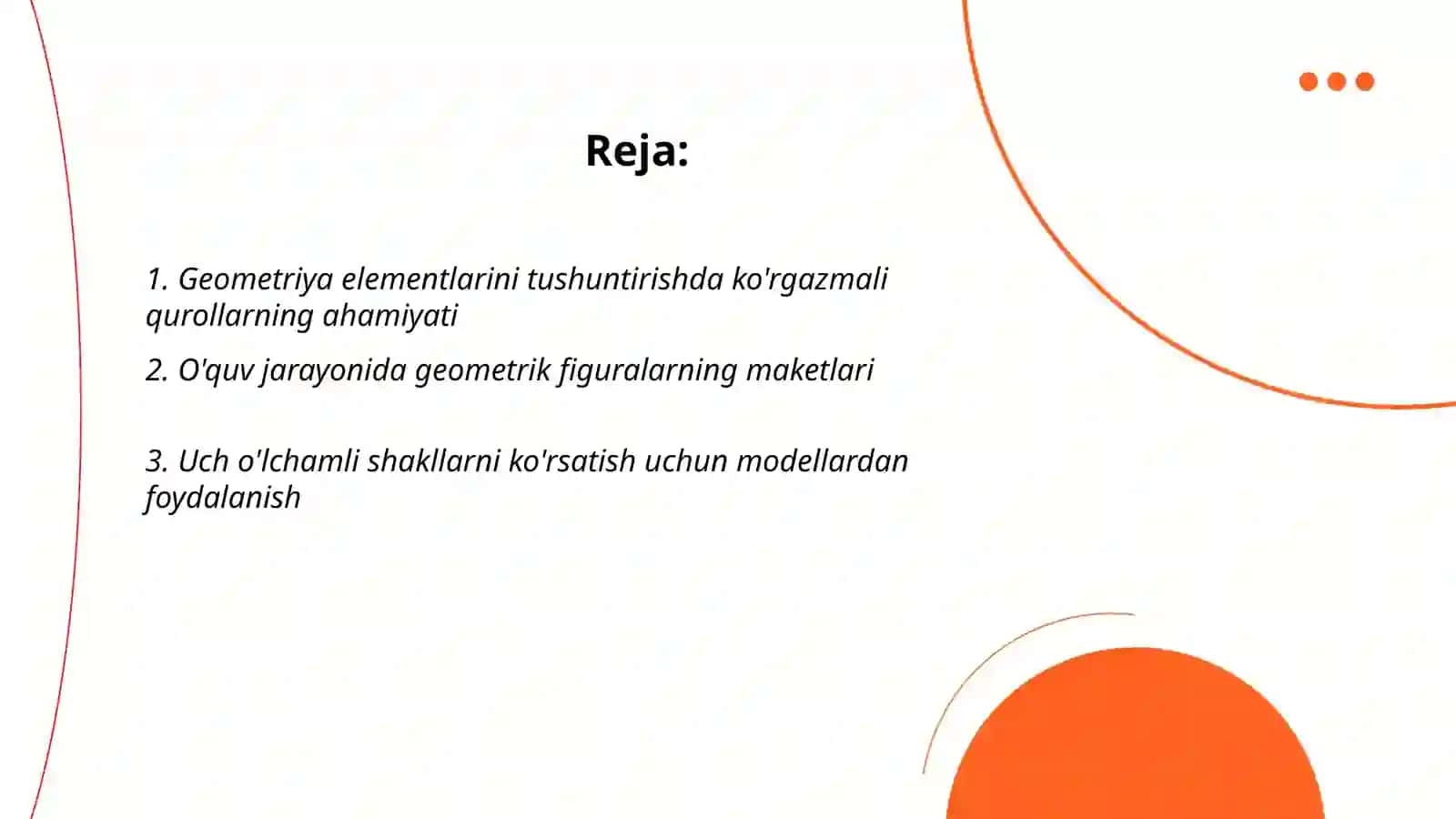 Geometriya elementlari mavzusini o'rganishda ko'rgazma qurollardan foydalanish 2