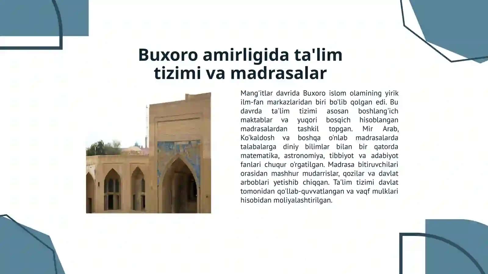 Manmangʻitlar davrida ilm fan va madaniyat 2