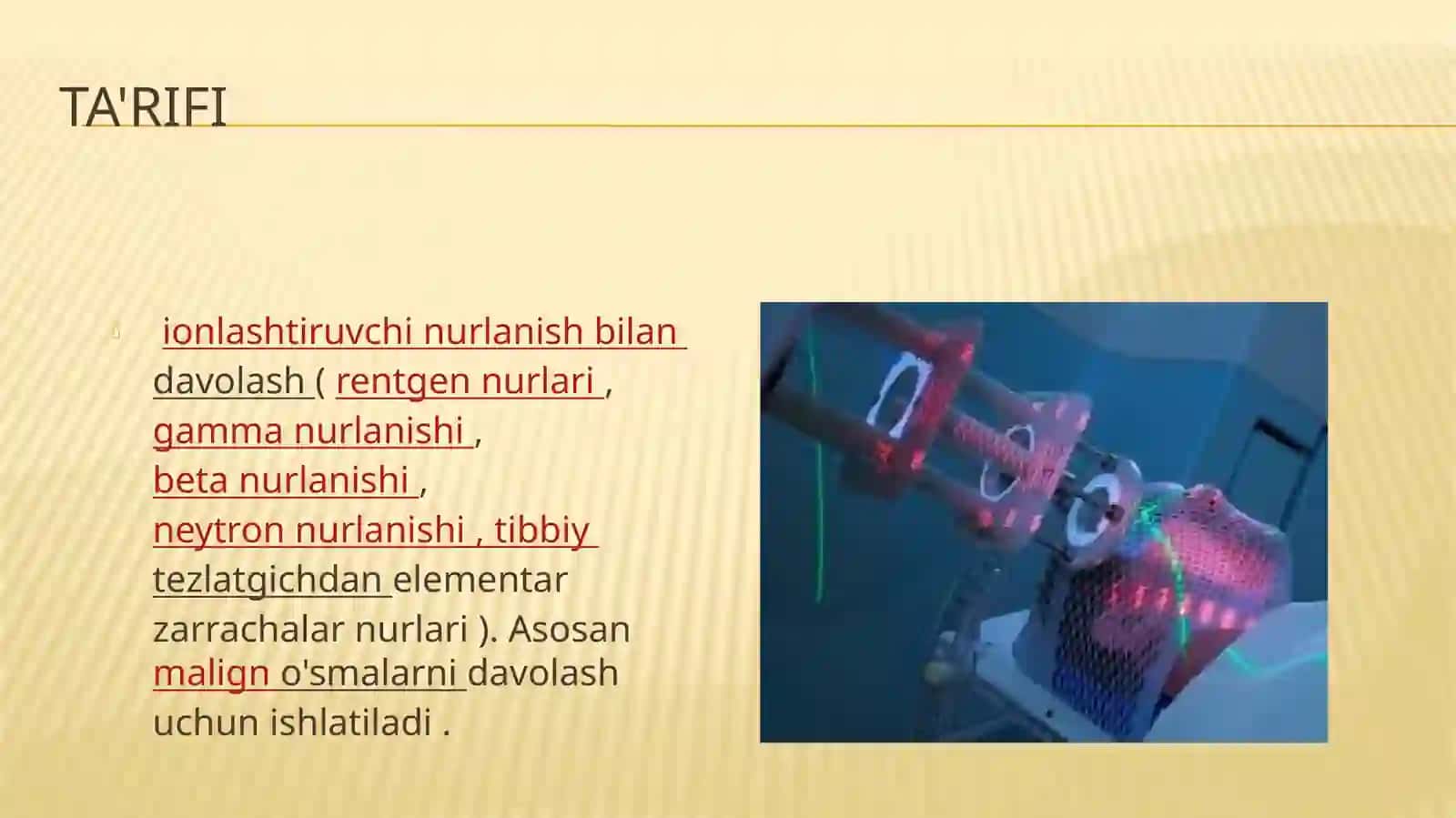 Radiatsiya terapiyasi.Brakiterapiyao`sma 2