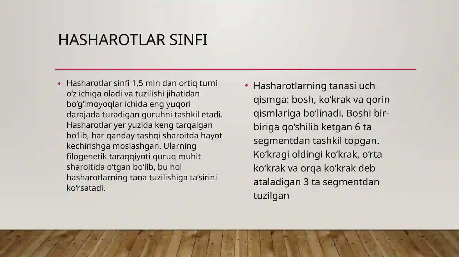 Traxeya bilan nafas oluvchilarning kenja tipi (tracheata). Hasharotlar sinfi (insecta) 2