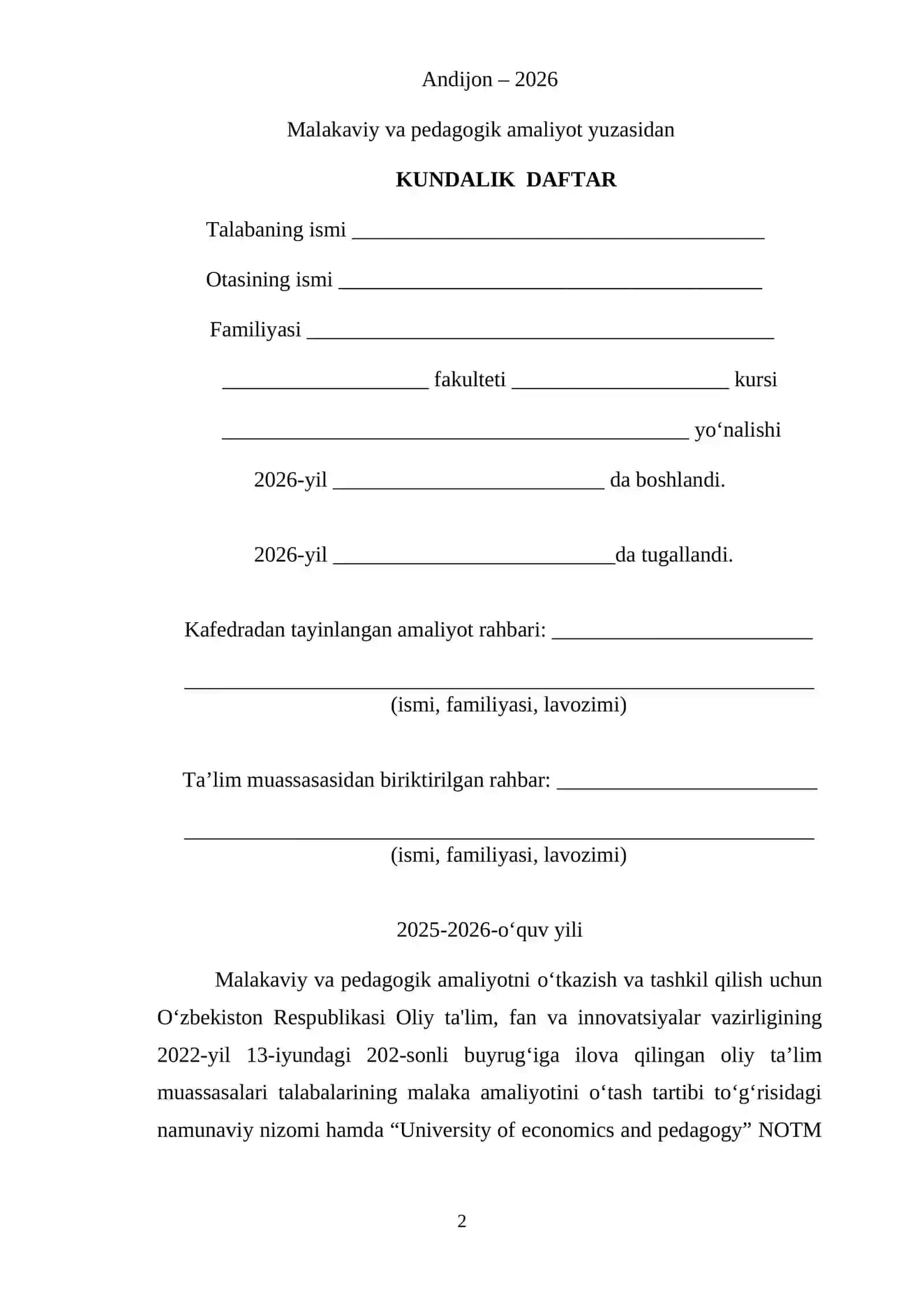 KUNDALIK DAFTAR 2