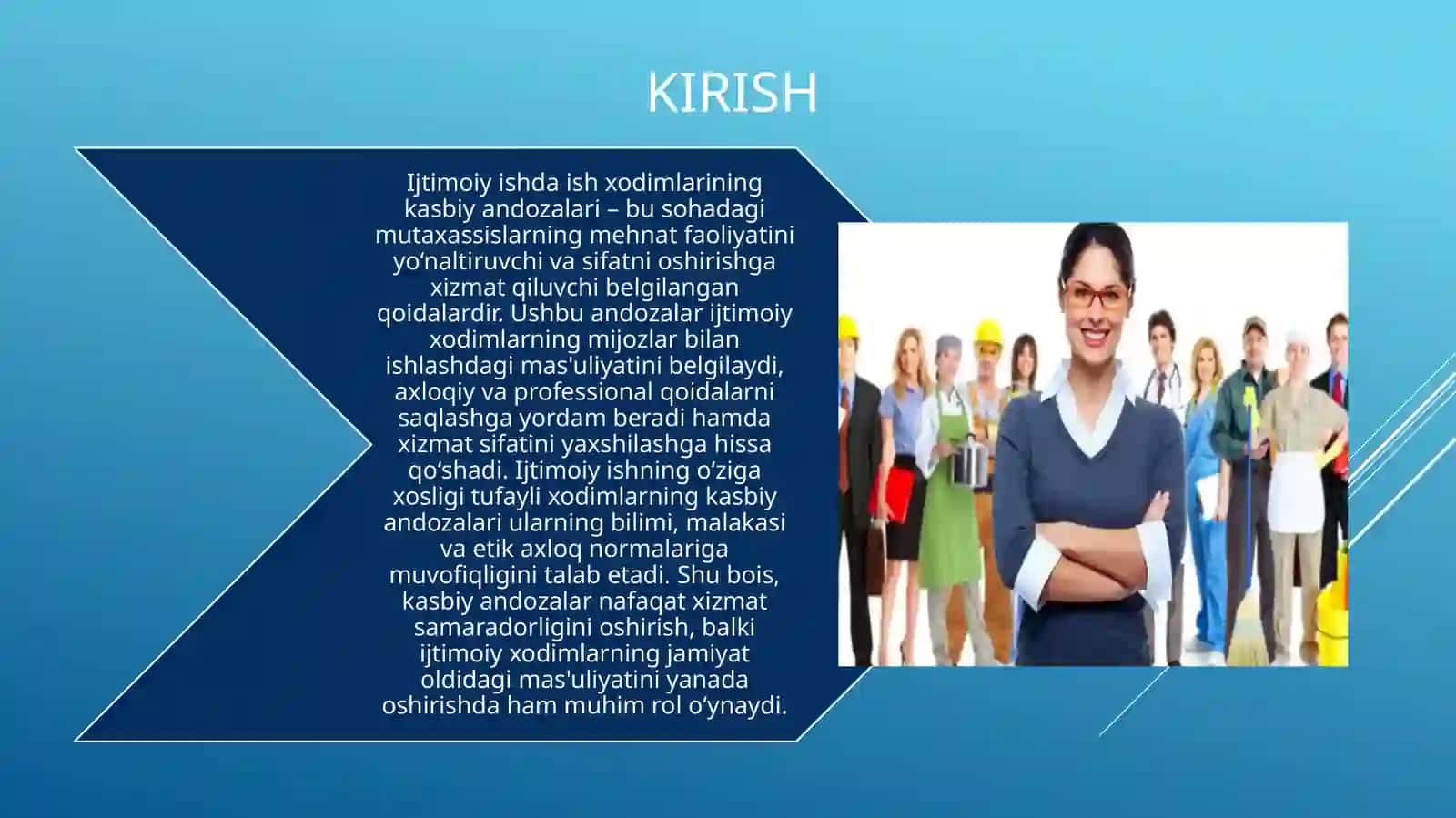 ijtimoiy ishda Ish xodimlarining kaspiy andozalari. 2