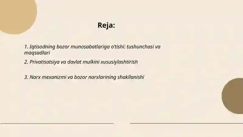 Iqtisodning bozor munosabatlariga oʻtishi 2
