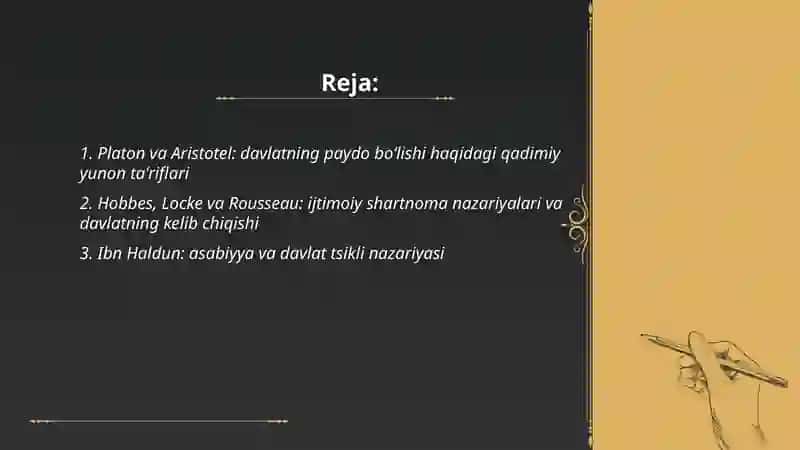 Davlatning paydo boʻlishiga oid Sharq va Gʻarb mutafakkirlari ta'riflari 2
