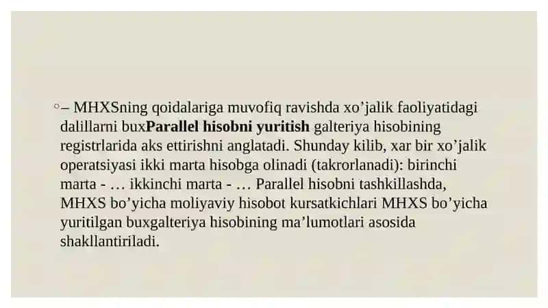 MHXS bo’yicha hisobotni tuzishning usullari 2