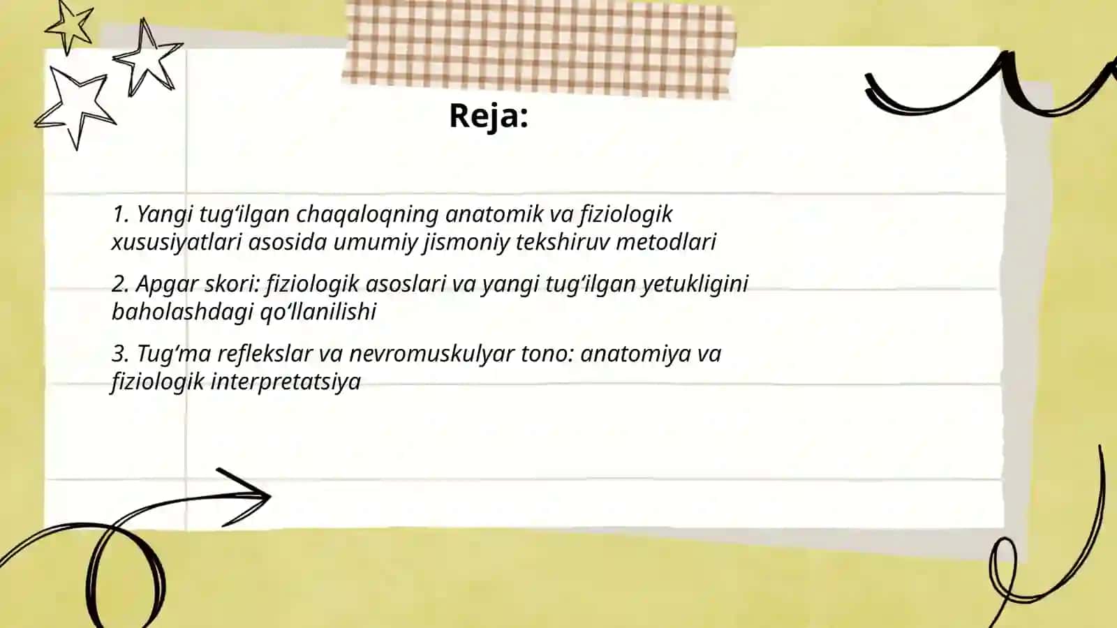 Yangi tugʻilgan chaqaloqni jismoniy rivojlanishi va yetukligini baholash 2