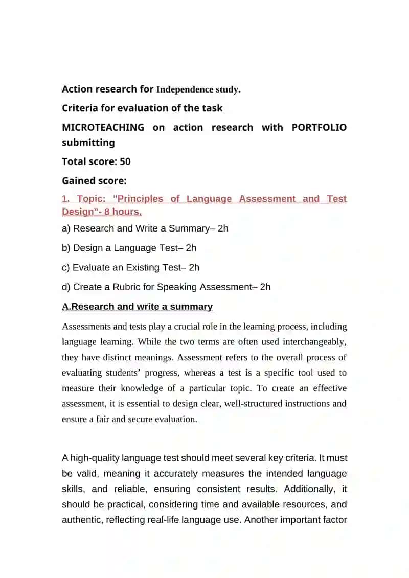 Principles of Language Assessment and Test Design 2
