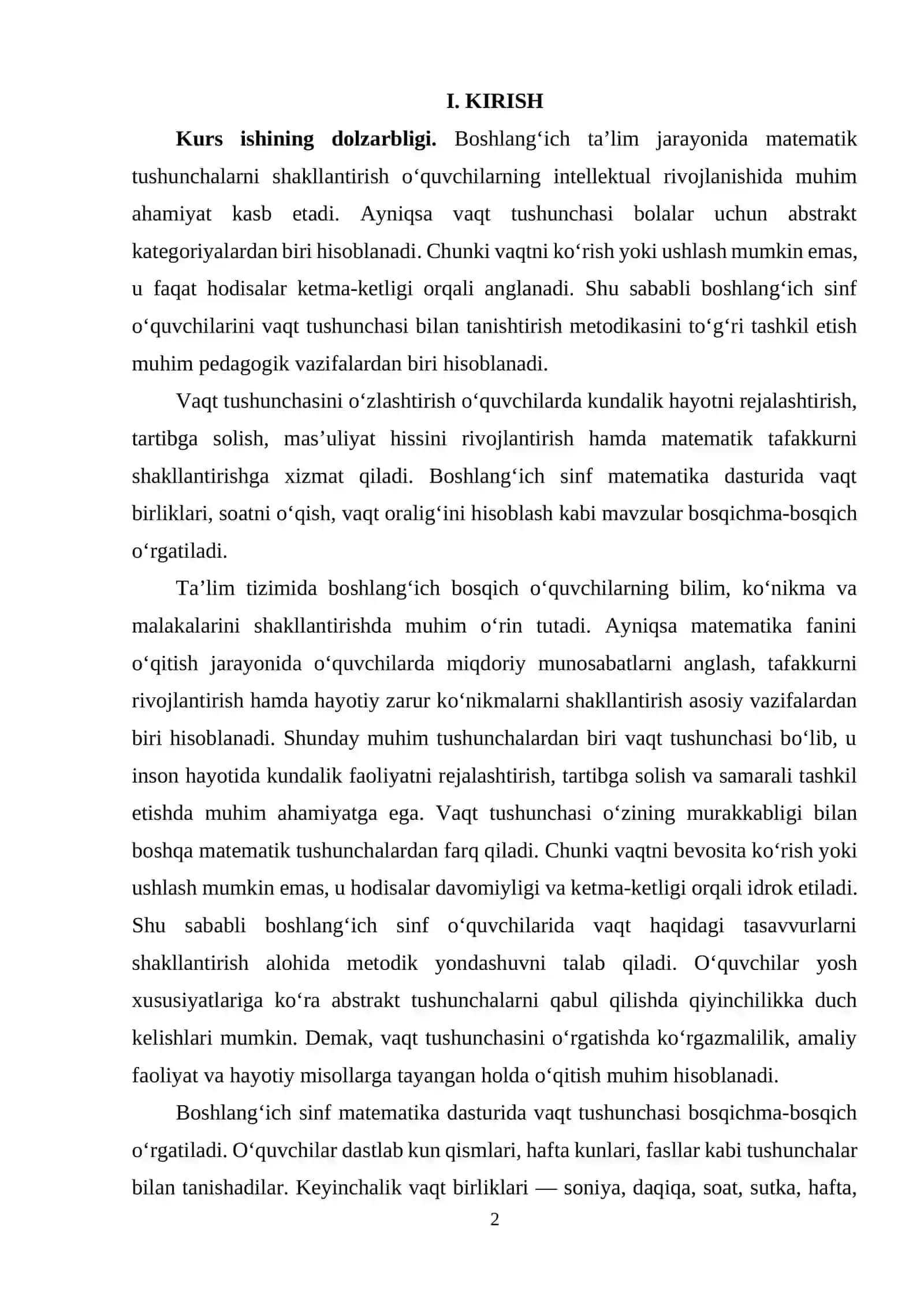 O‘quvchilarni vaqt tushunchasi bilan tanishtirish metodikasi 2