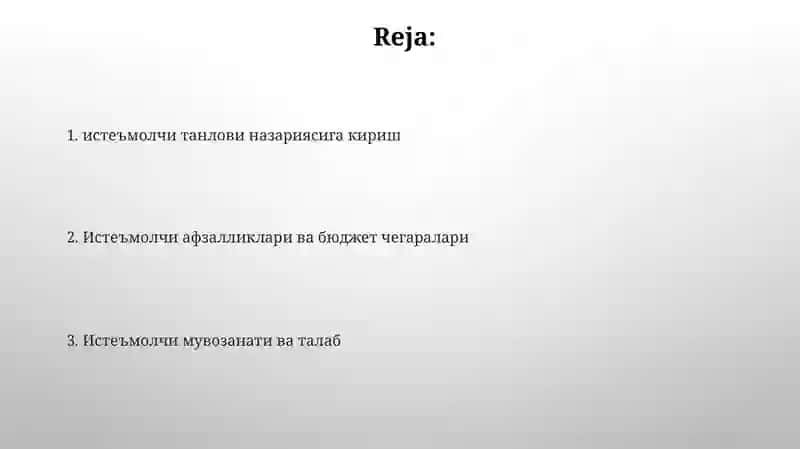 Istemollik tanlovi nazariasi 2