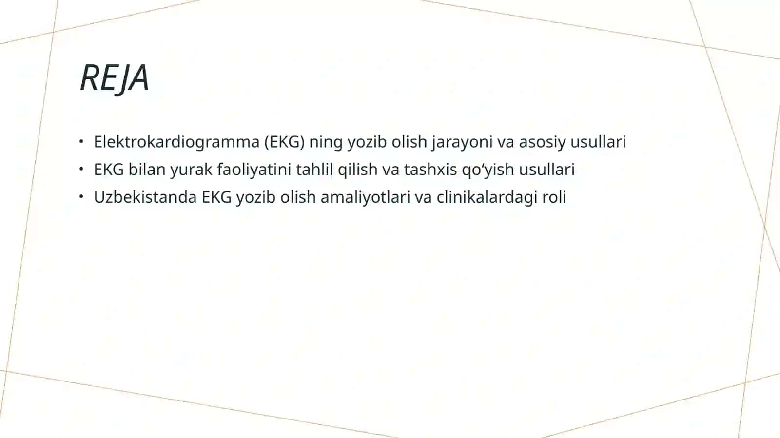 Elektro kardeo gramma (EKG)ni yozib olish 2
