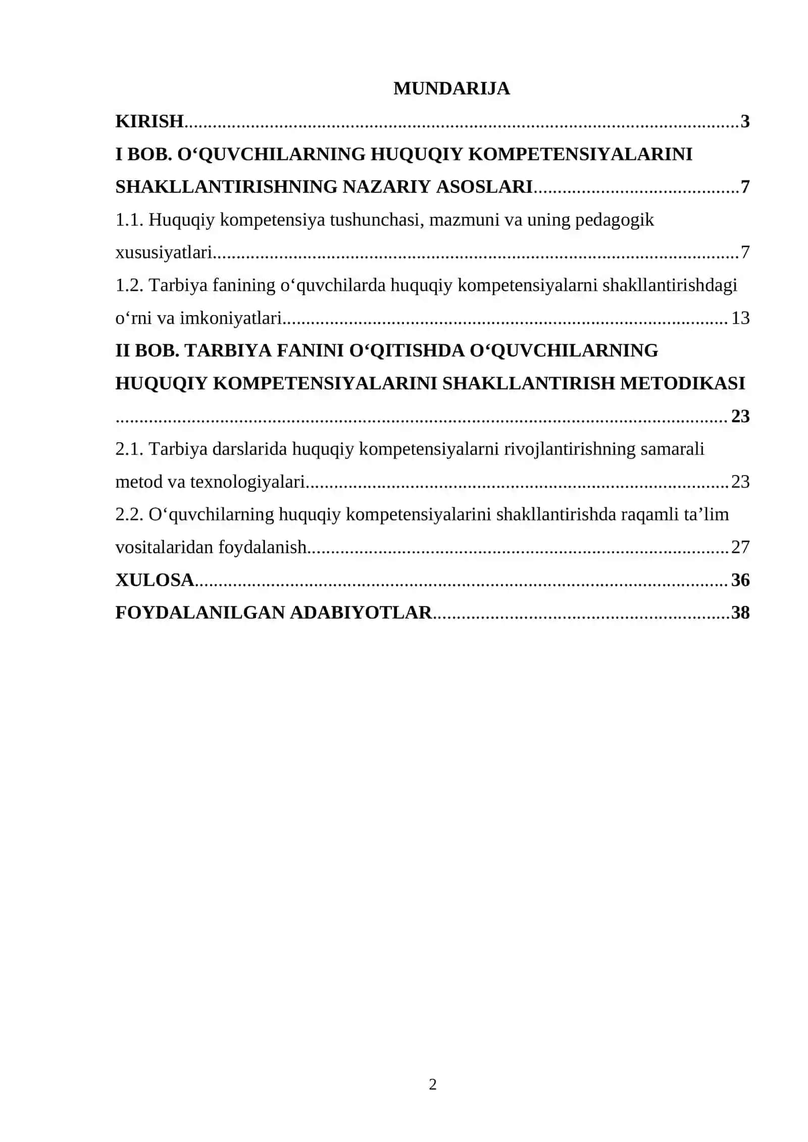 Tarbiya fanini oʻqitishda oʻquvchilarning huquqiy kompetensiyalarini shakllantirish metodikasi 2