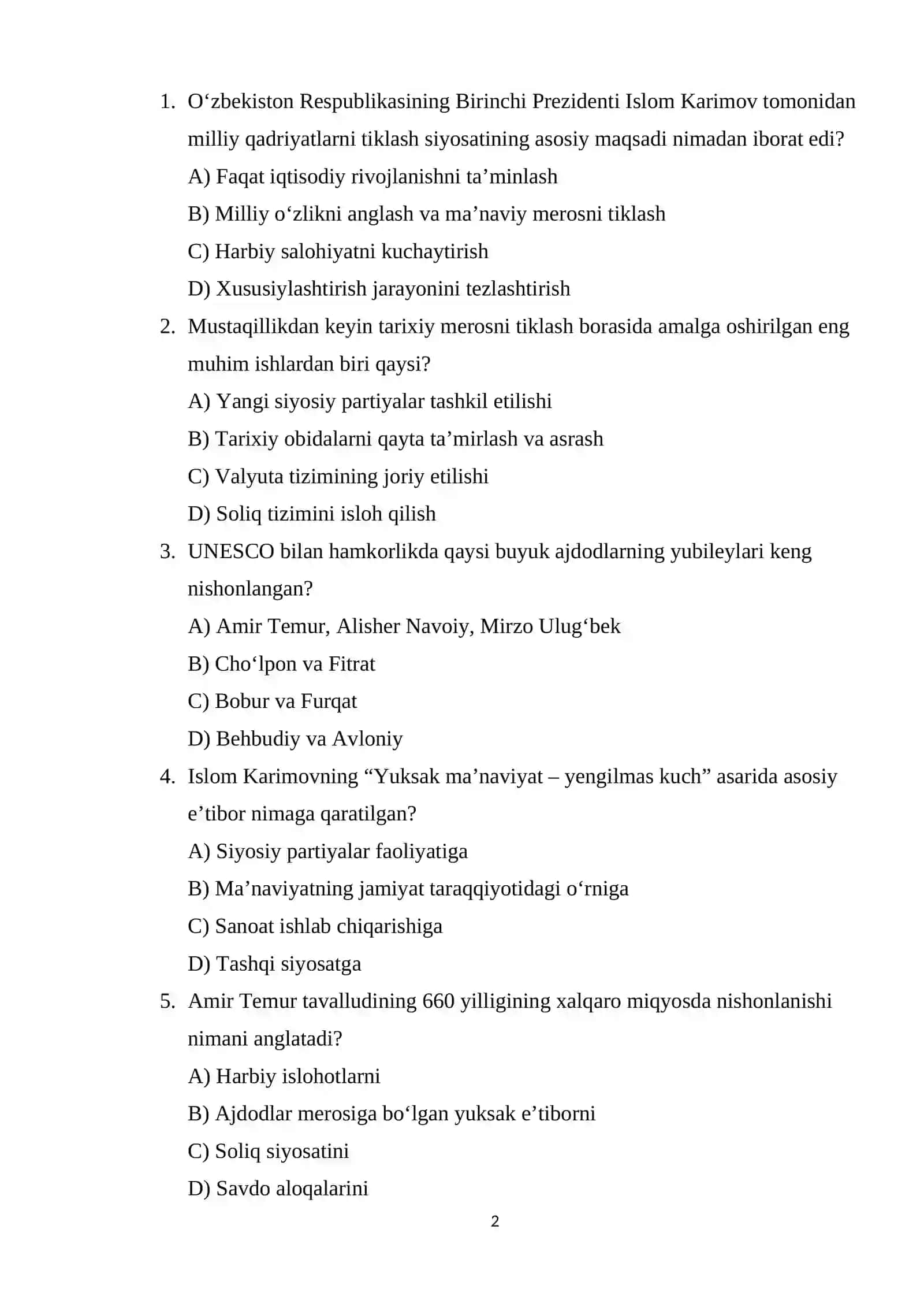 O‘zbekiston Respublikasining Birinchi Prezidenti Islom Karimovning ajdodlar merosi va milliy qadriyatlarni tiklash borasidagi xizmati. 2