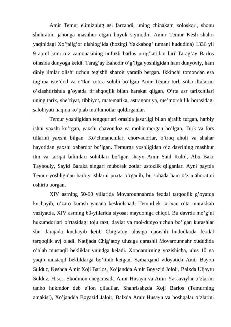 Amir Temur va Temuriylar davlati tarixiy geografiyasi 2