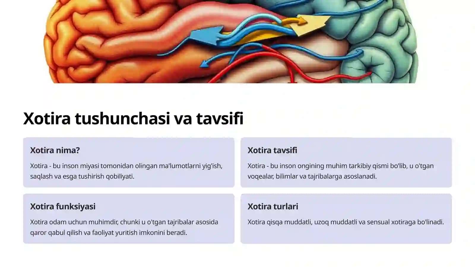 Xotiraning rivojlanishi: asosiy omillar va shart-sharoitlar 2