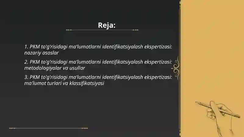 PKM tòĝrisidagi malumotlarni idintifikatsiyalash ekspertizasi 2