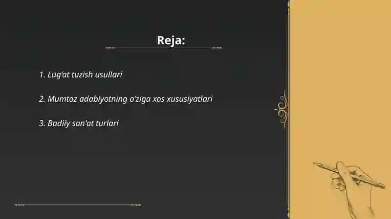 Mumtoz asarlar lug'atini tuzish va badiiy sanatlarga doir qarashlar 2