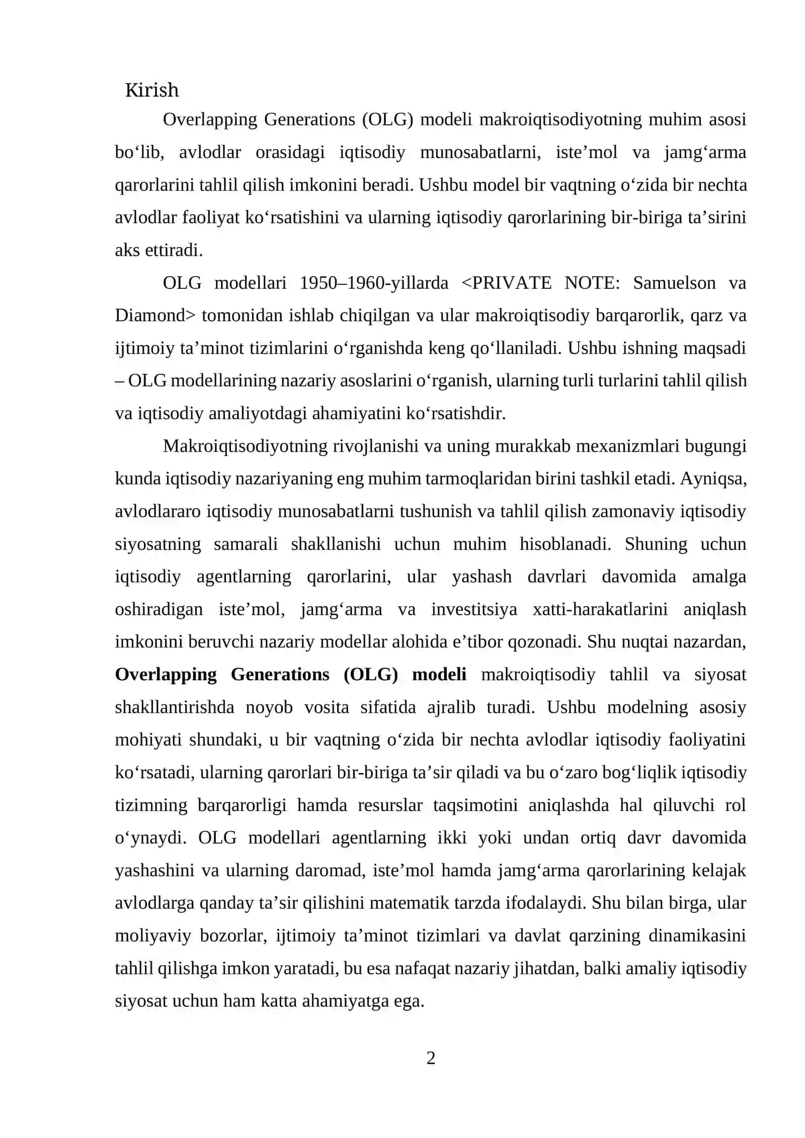 Overlapping Generations (OLG) modelli va avlodlar aro taqsimot 2