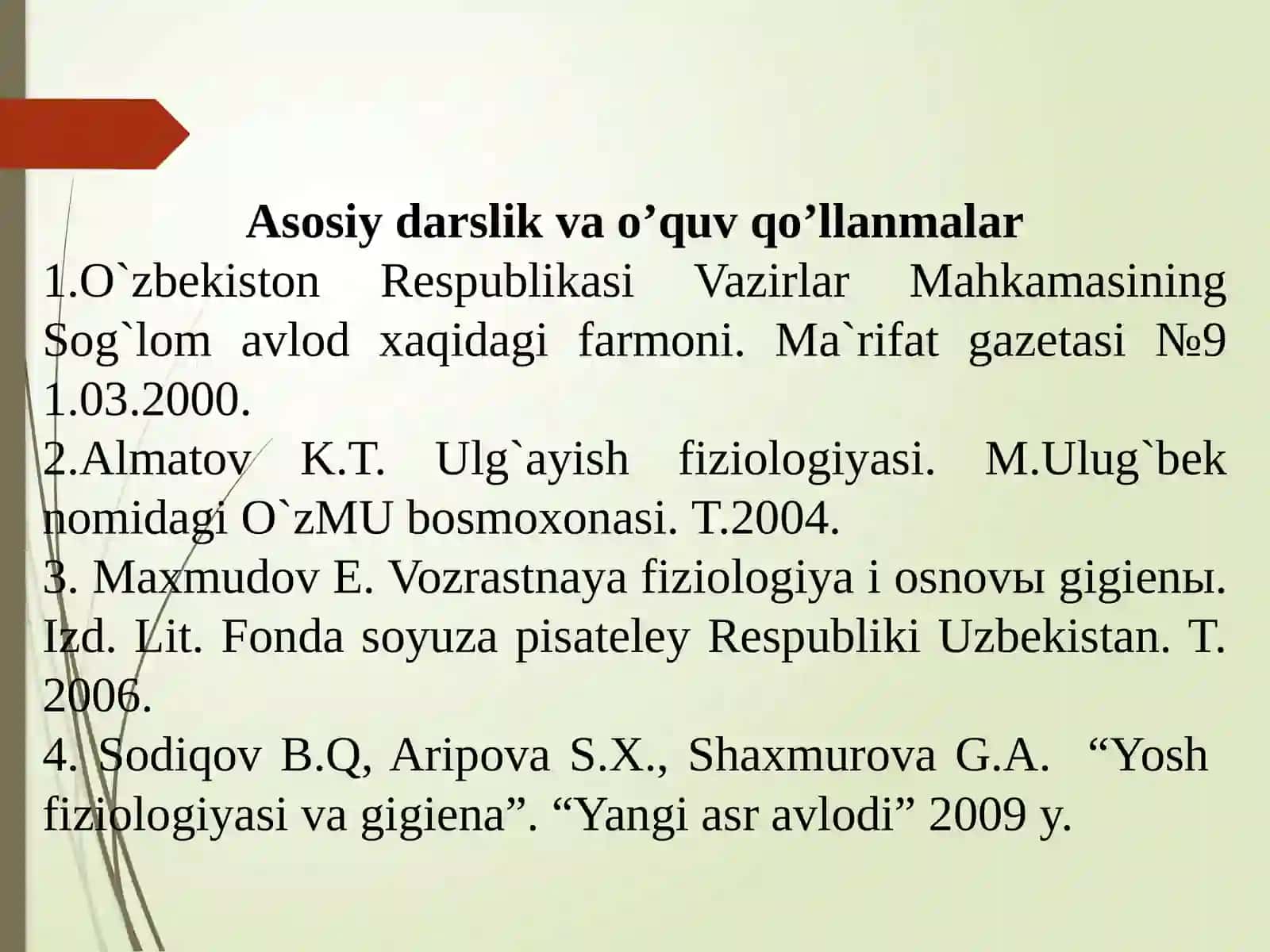 ANATOMYASI FANINING PREDMETI, TARIXI HAMDA BOLALAR O’SISHI VA RIVOJLANISHINING UMUMIY QONUNIYATLARI 2
