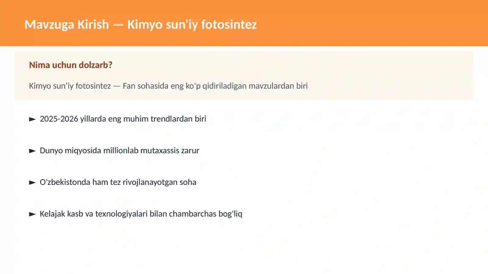 Kimyo sun'iy fotosintez 2