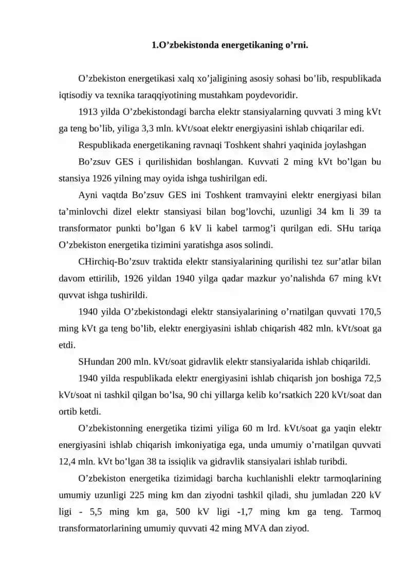 O'zbekistonda ko'mirning energetikada o'rni va ahamiyati 2