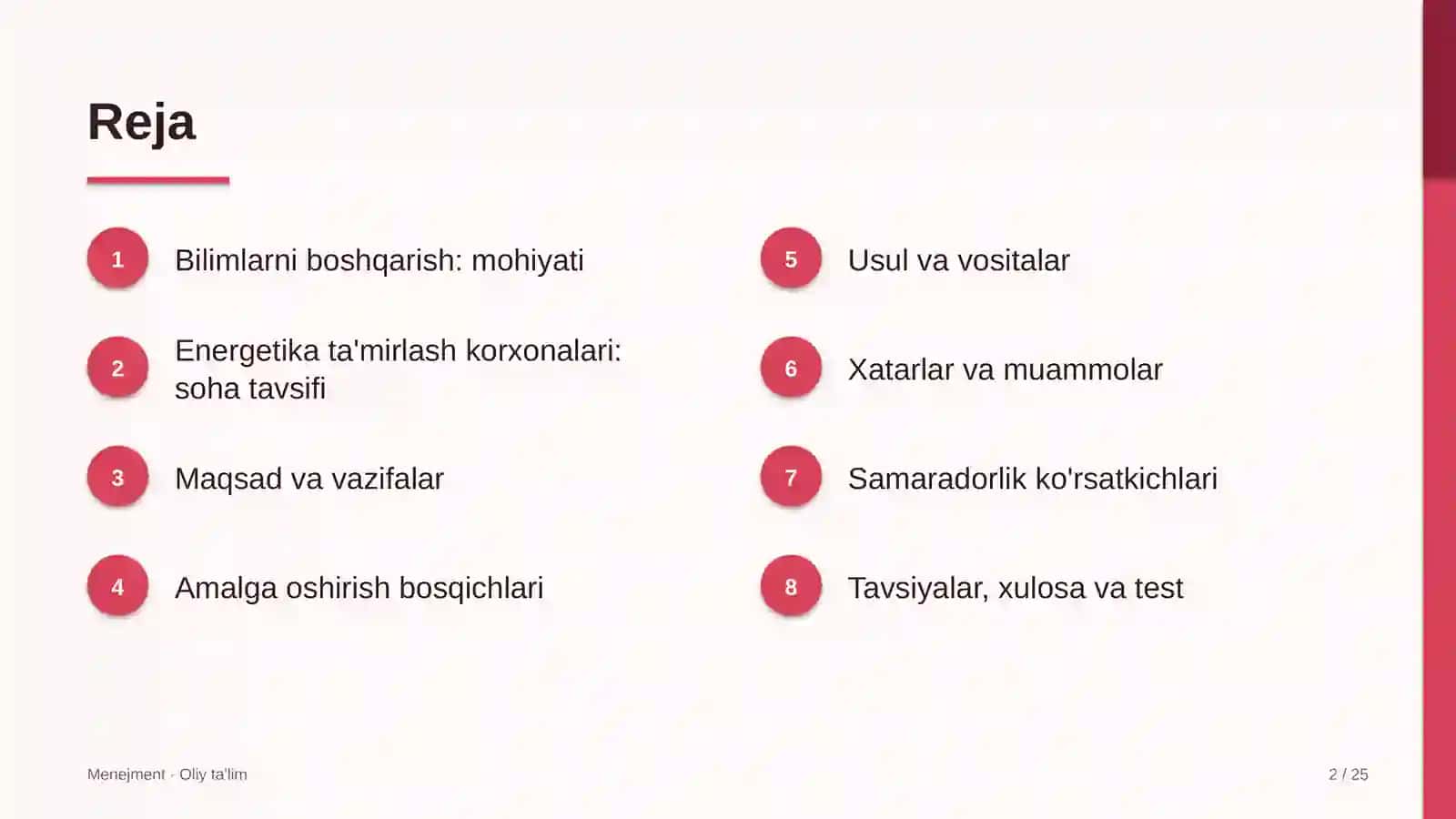 Energetika ta'mirlash korxonalarida bilimlarni boshqarish 2
