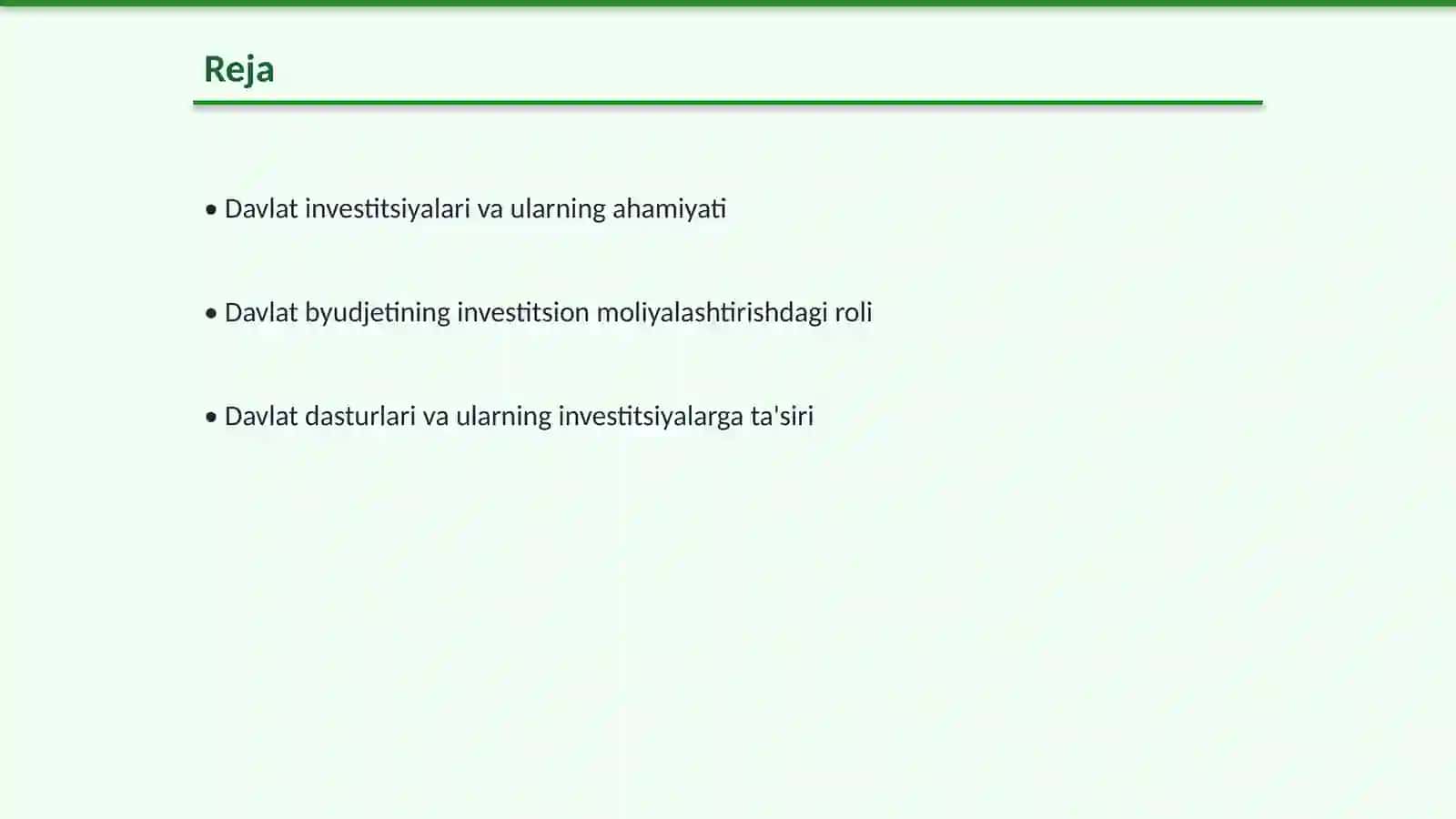 Investitsion faoiliyatni moliyalashtirishning davlat manbalari 2