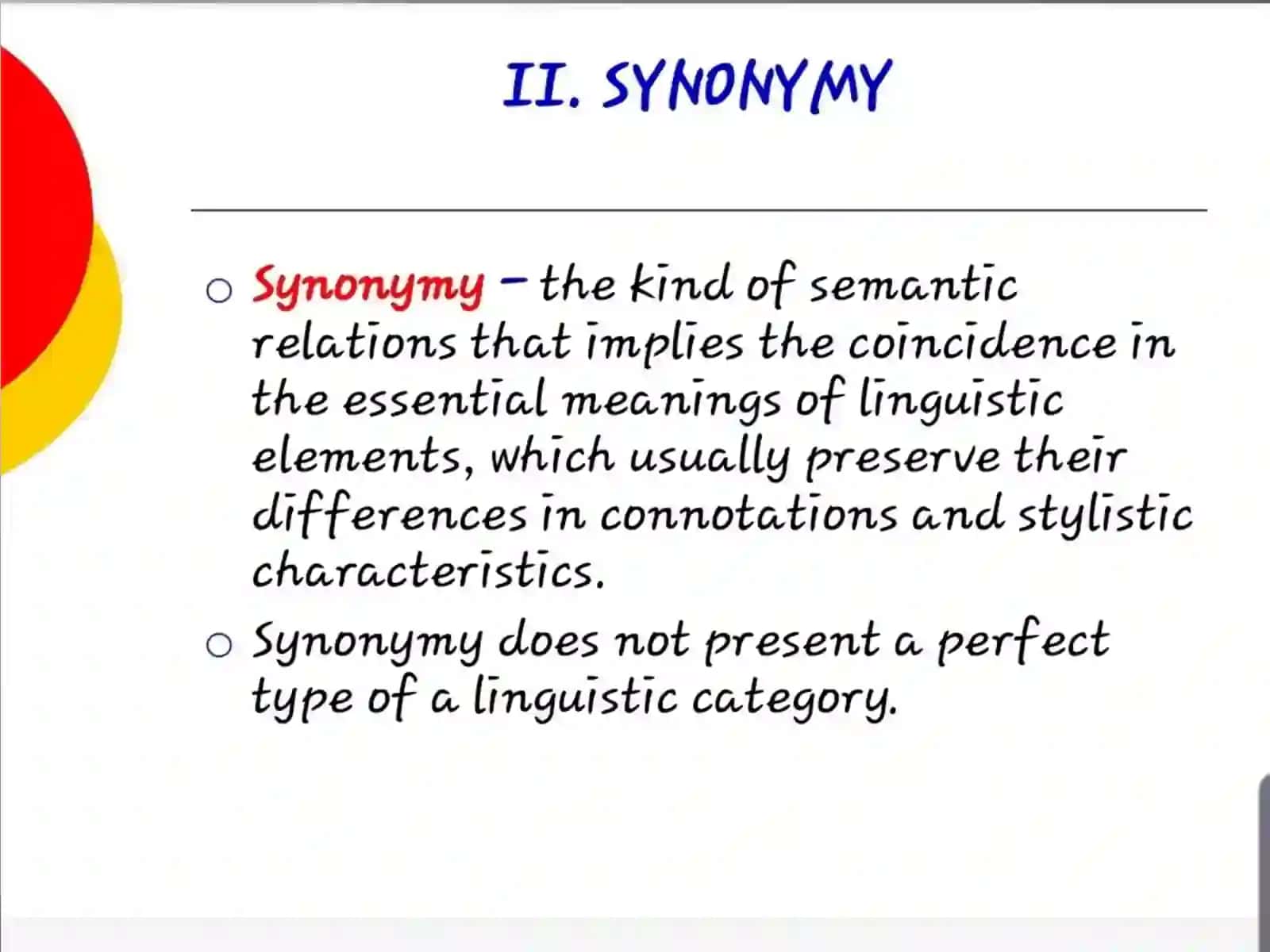 STYLISTIC SYNONYMS 2