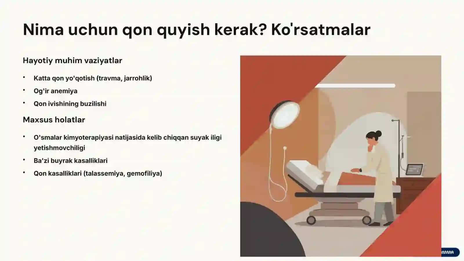 Qon va qon oʻrnini bosadigan suyuqliklar quyish: Asosiy tamoyillar 2